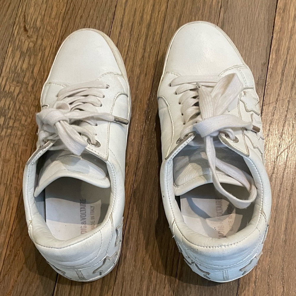 Zadig & Voltaire Stars White Leather Sneakers